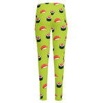 Salmon Sushi And Rolls Pattern Print High-Waisted Pocket Leggings