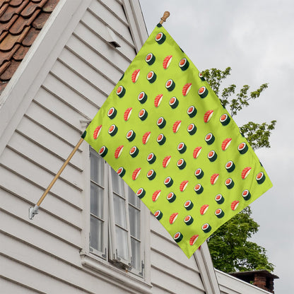 Salmon Sushi And Rolls Pattern Print House Flag