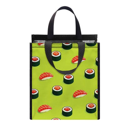 Salmon Sushi And Rolls Pattern Print Insulated Lunch Tote