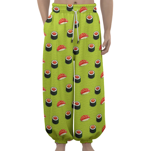 Salmon Sushi And Rolls Pattern Print Lantern Pants