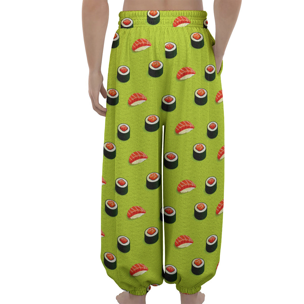 Salmon Sushi And Rolls Pattern Print Lantern Pants