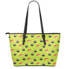 Salmon Sushi And Rolls Pattern Print Leather Tote Bag