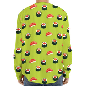 Salmon Sushi And Rolls Pattern Print Long Sleeve Baseball Jersey