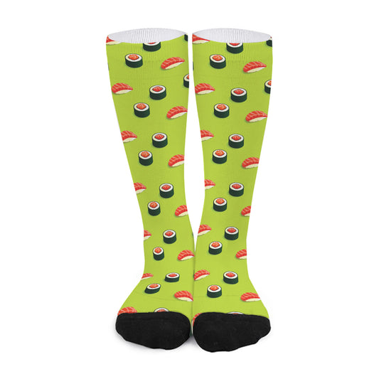 Salmon Sushi And Rolls Pattern Print Long Socks