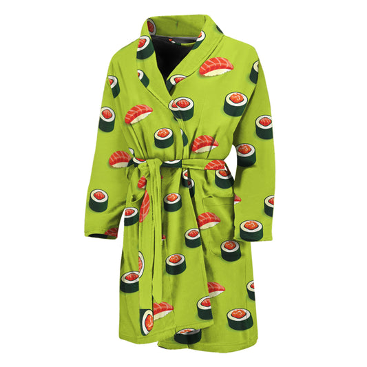 Salmon Sushi And Rolls Pattern Print Men's Bathrobe