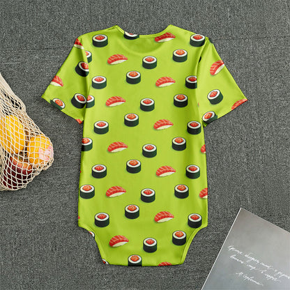 Salmon Sushi And Rolls Pattern Print Men's Bodysuit