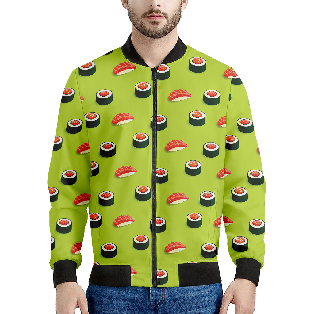 Salmon Sushi And Rolls Pattern Print Men's Bomber Jacket