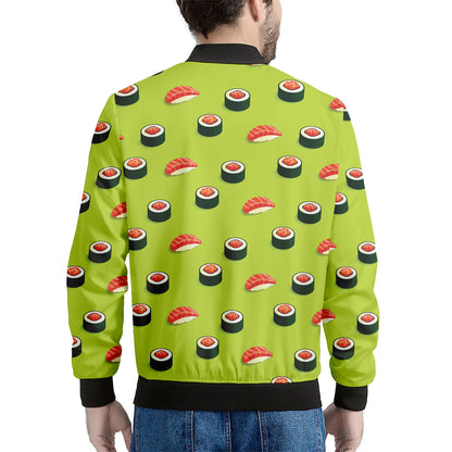 Salmon Sushi And Rolls Pattern Print Men's Bomber Jacket