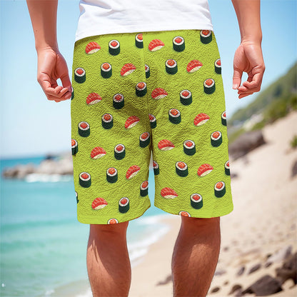 Salmon Sushi And Rolls Pattern Print Men's Cargo Shorts