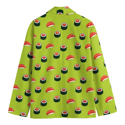 Salmon Sushi And Rolls Pattern Print Men's Cotton Blazer