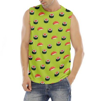 Salmon Sushi And Rolls Pattern Print Men's Fitness Tank Top