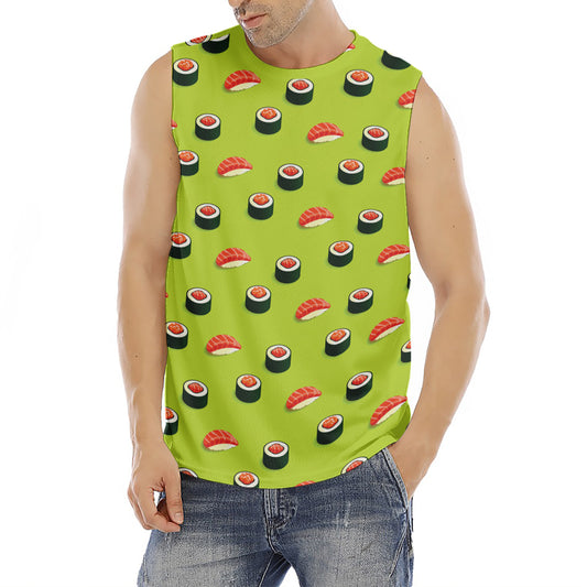 Salmon Sushi And Rolls Pattern Print Men's Fitness Tank Top