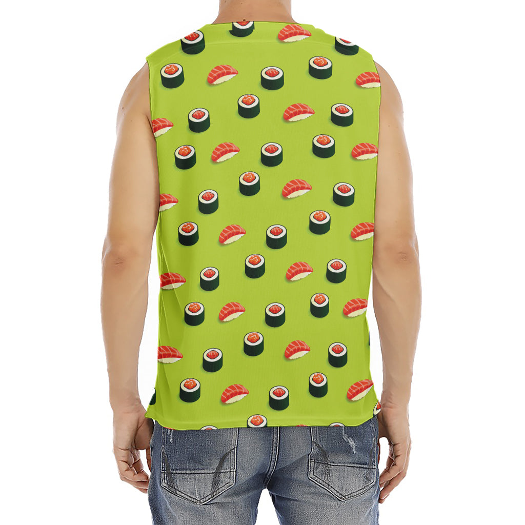 Salmon Sushi And Rolls Pattern Print Men's Fitness Tank Top