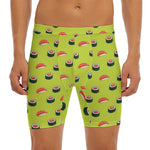 Salmon Sushi And Rolls Pattern Print Men's Long Boxer Briefs