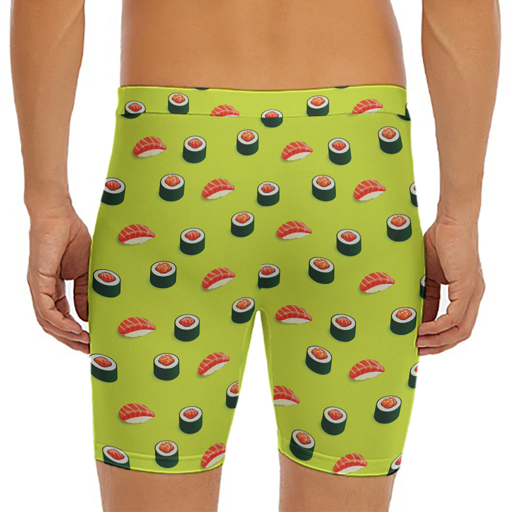 Salmon Sushi And Rolls Pattern Print Men's Long Boxer Briefs