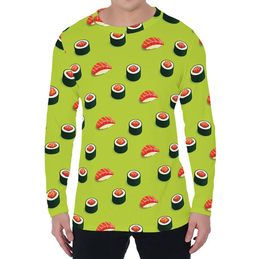 Salmon Sushi And Rolls Pattern Print Men's Long Sleeve T-Shirt