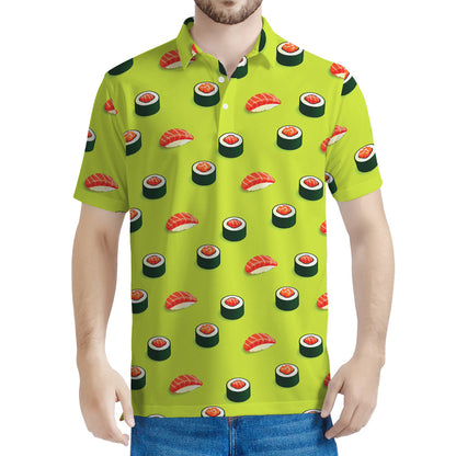 Salmon Sushi And Rolls Pattern Print Men's Polo Shirt