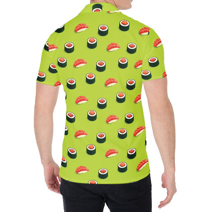 Salmon Sushi And Rolls Pattern Print Men's Shirt