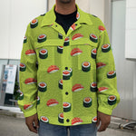 Salmon Sushi And Rolls Pattern Print Men's Shirt Jacket
