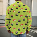 Salmon Sushi And Rolls Pattern Print Men's Shirt Jacket