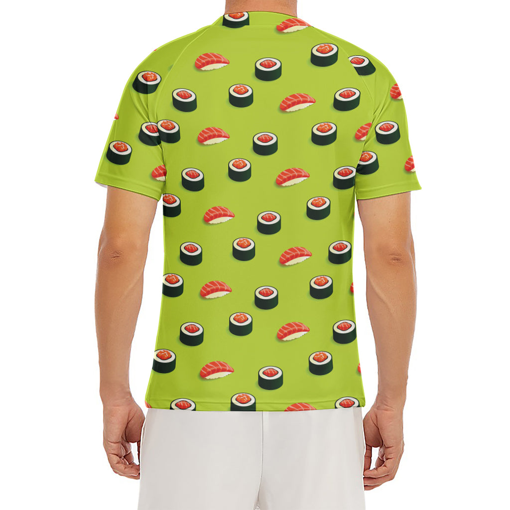 Salmon Sushi And Rolls Pattern Print Men's Short Sleeve Rash Guard