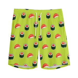 Salmon Sushi And Rolls Pattern Print Men's Sports Shorts
