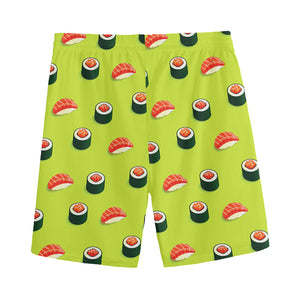 Salmon Sushi And Rolls Pattern Print Men's Sports Shorts