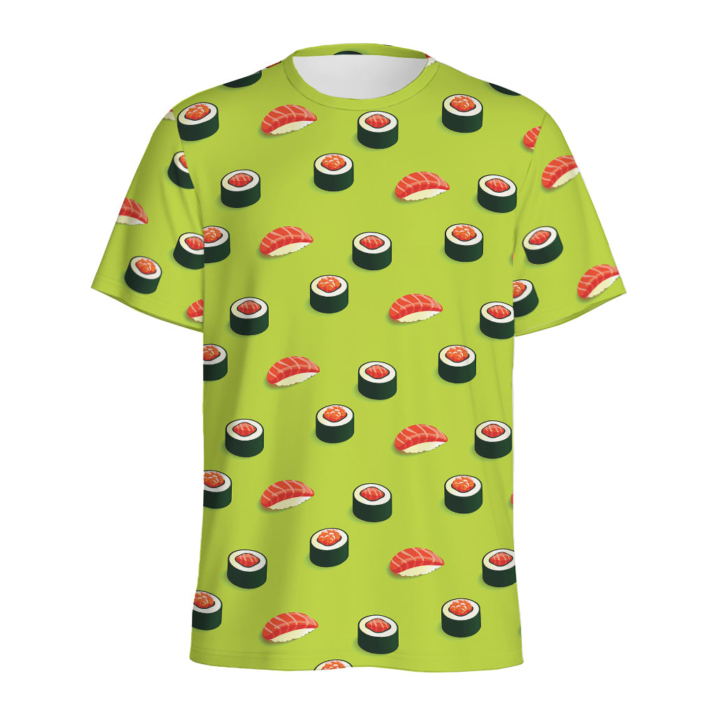 Salmon Sushi And Rolls Pattern Print Men's Sports T-Shirt