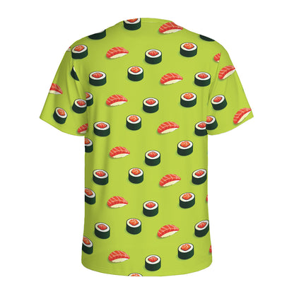 Salmon Sushi And Rolls Pattern Print Men's Sports T-Shirt