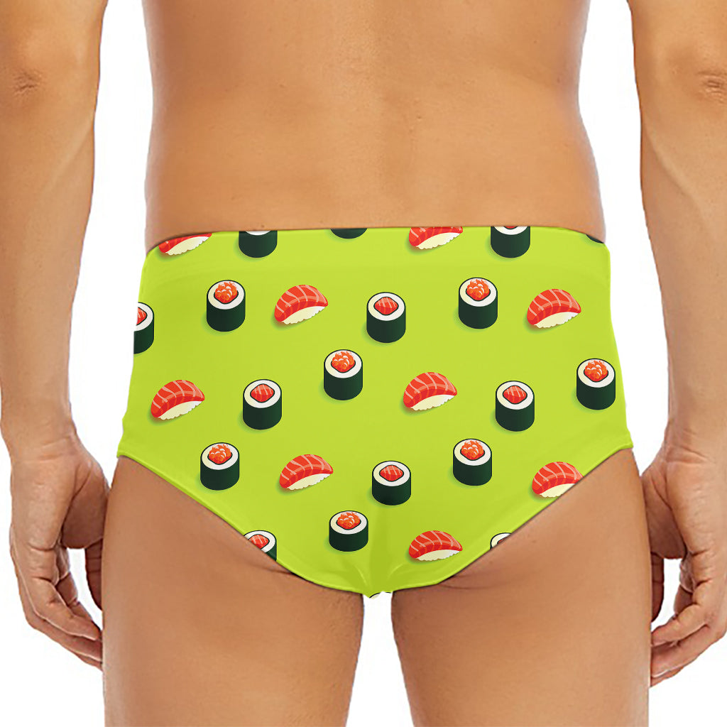Salmon Sushi And Rolls Pattern Print Men's Triangle Swim Briefs