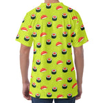 Salmon Sushi And Rolls Pattern Print Men's Velvet T-Shirt