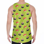 Salmon Sushi And Rolls Pattern Print Men's Velvet Tank Top