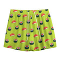 Salmon Sushi And Rolls Pattern Print Mesh Shorts