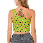Salmon Sushi And Rolls Pattern Print One Shoulder Crop Top