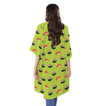 Salmon Sushi And Rolls Pattern Print Open Front Beach Cover Up