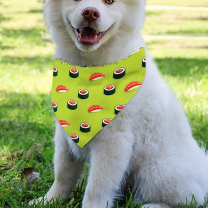 Salmon Sushi And Rolls Pattern Print Over The Collar Dog Bandana