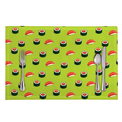 Salmon Sushi And Rolls Pattern Print Placemat