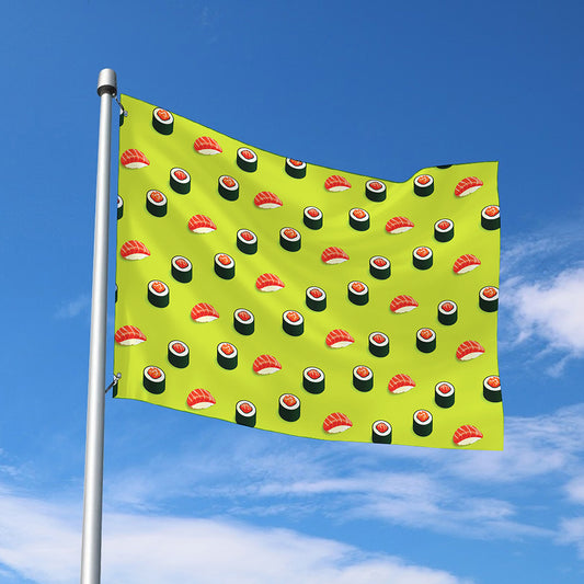 Salmon Sushi And Rolls Pattern Print Polyester Flag