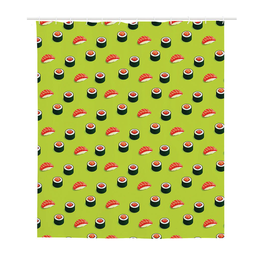 Salmon Sushi And Rolls Pattern Print Polyester Shower Curtain