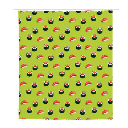 Salmon Sushi And Rolls Pattern Print Polyester Shower Curtain