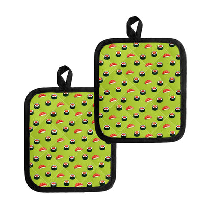 Salmon Sushi And Rolls Pattern Print Pot Holders