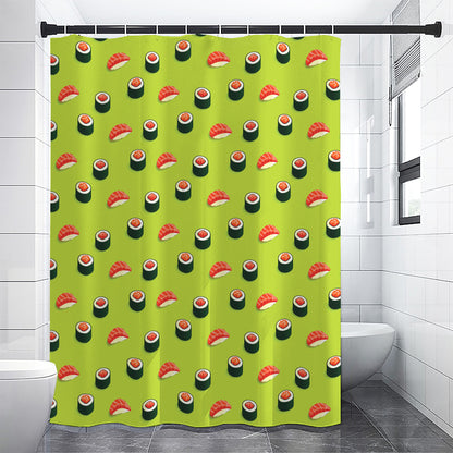 Salmon Sushi And Rolls Pattern Print Premium Shower Curtain