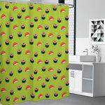Salmon Sushi And Rolls Pattern Print Premium Shower Curtain