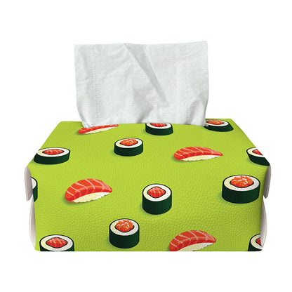 Salmon Sushi And Rolls Pattern Print Rectangle Tissue Box Cover