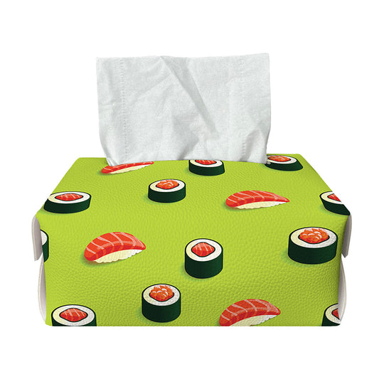 Salmon Sushi And Rolls Pattern Print Rectangle Tissue Box Cover