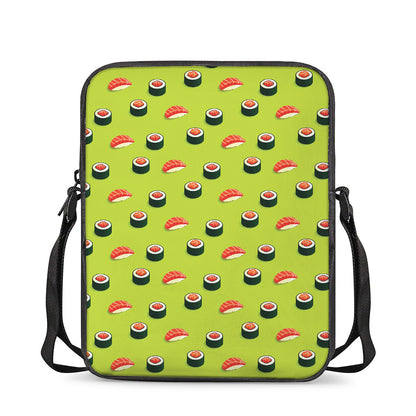 Salmon Sushi And Rolls Pattern Print Rectangular Crossbody Bag