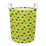 Salmon Sushi And Rolls Pattern Print Round Laundry Basket