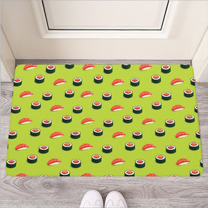 Salmon Sushi And Rolls Pattern Print Rubber Doormat
