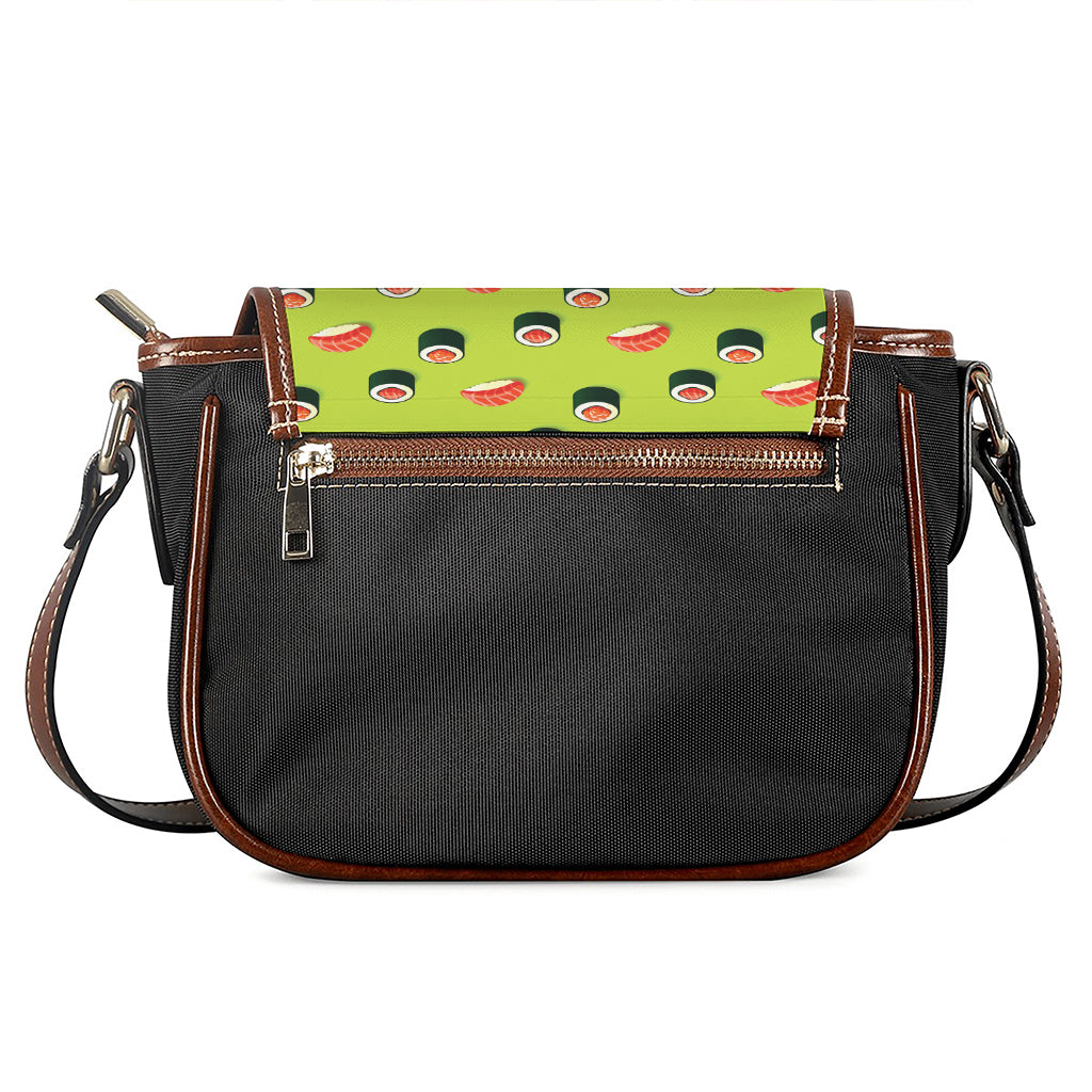 Salmon Sushi And Rolls Pattern Print Saddle Bag