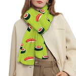 Salmon Sushi And Rolls Pattern Print Scarf